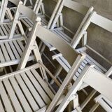 Extra folding chair / garden chair / vintage white lacquered solid wood office chair