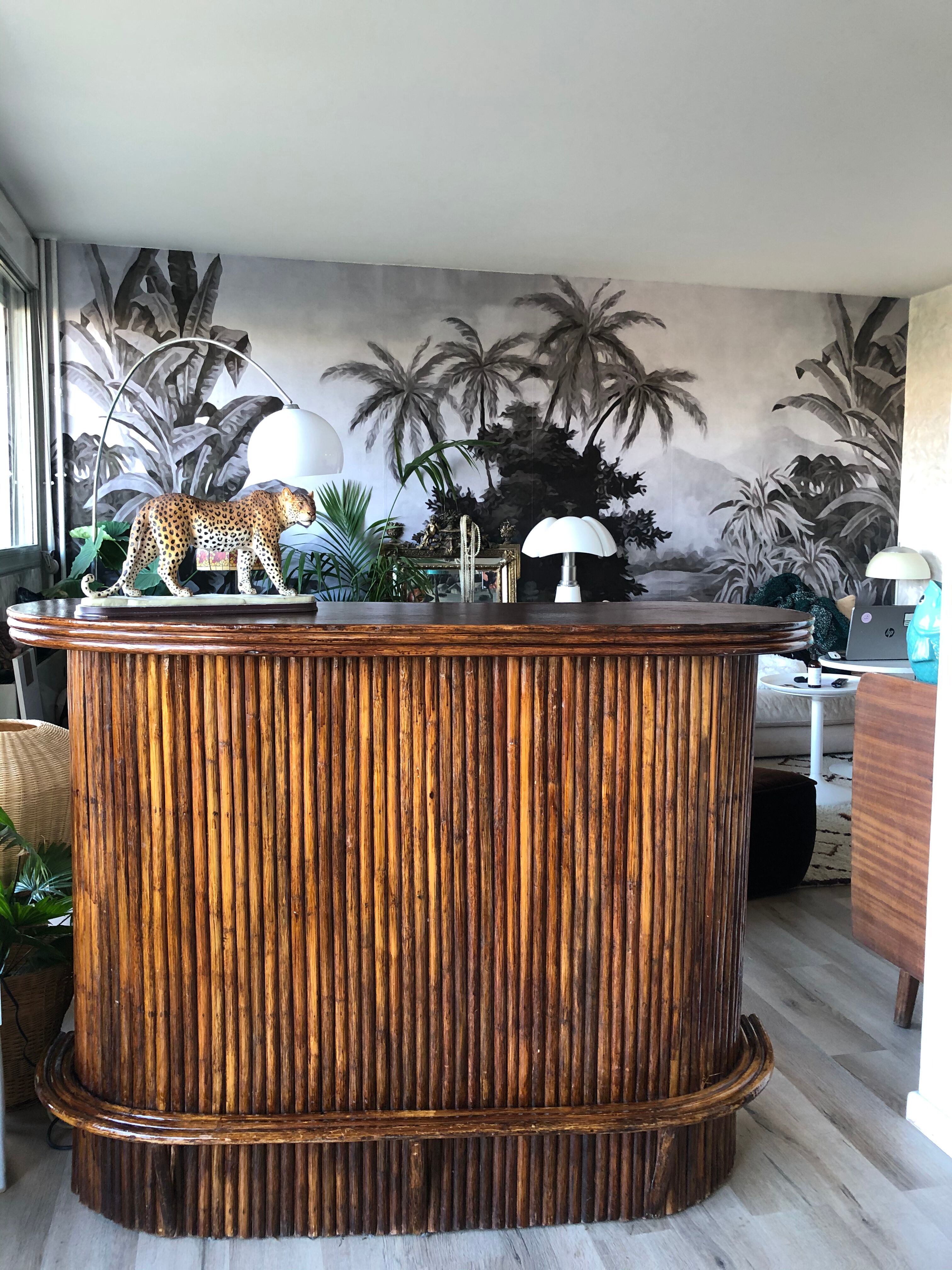 1970s rattan counter bar