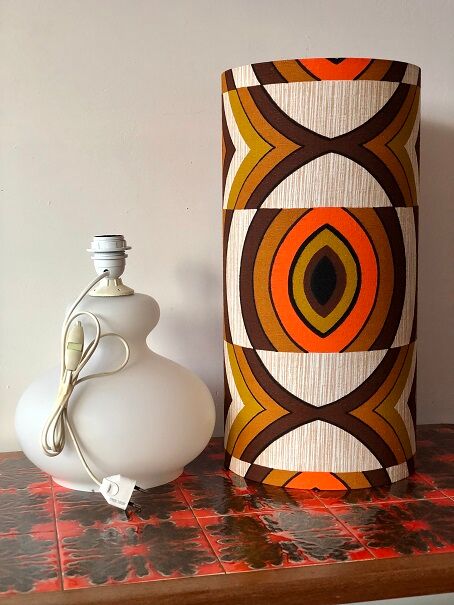 Opaline table lamp lampshade vintage fabric