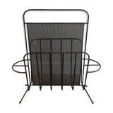 Design magazine rack in black lacquered metal and perforated metal by Mathieu Matégot, 50s