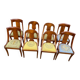 8 chaises gondoles en bois massif et tissu vert et bleu