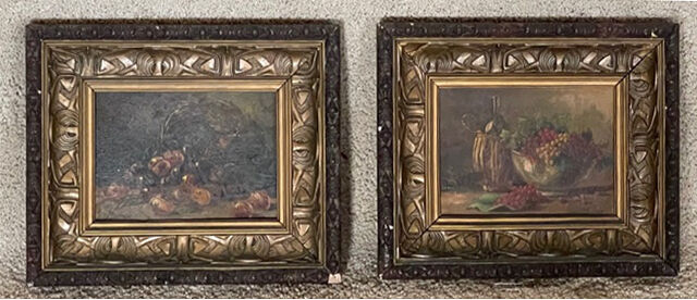Pair of painting oils on wood still life