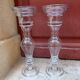 Pair of large glass candlesticks