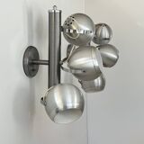 Pair of vintage adjustable wall lights, chrome and brushed metal, France 1970