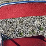 Set de 9 chaises pliantes  des années 70 tweed et métal chromé