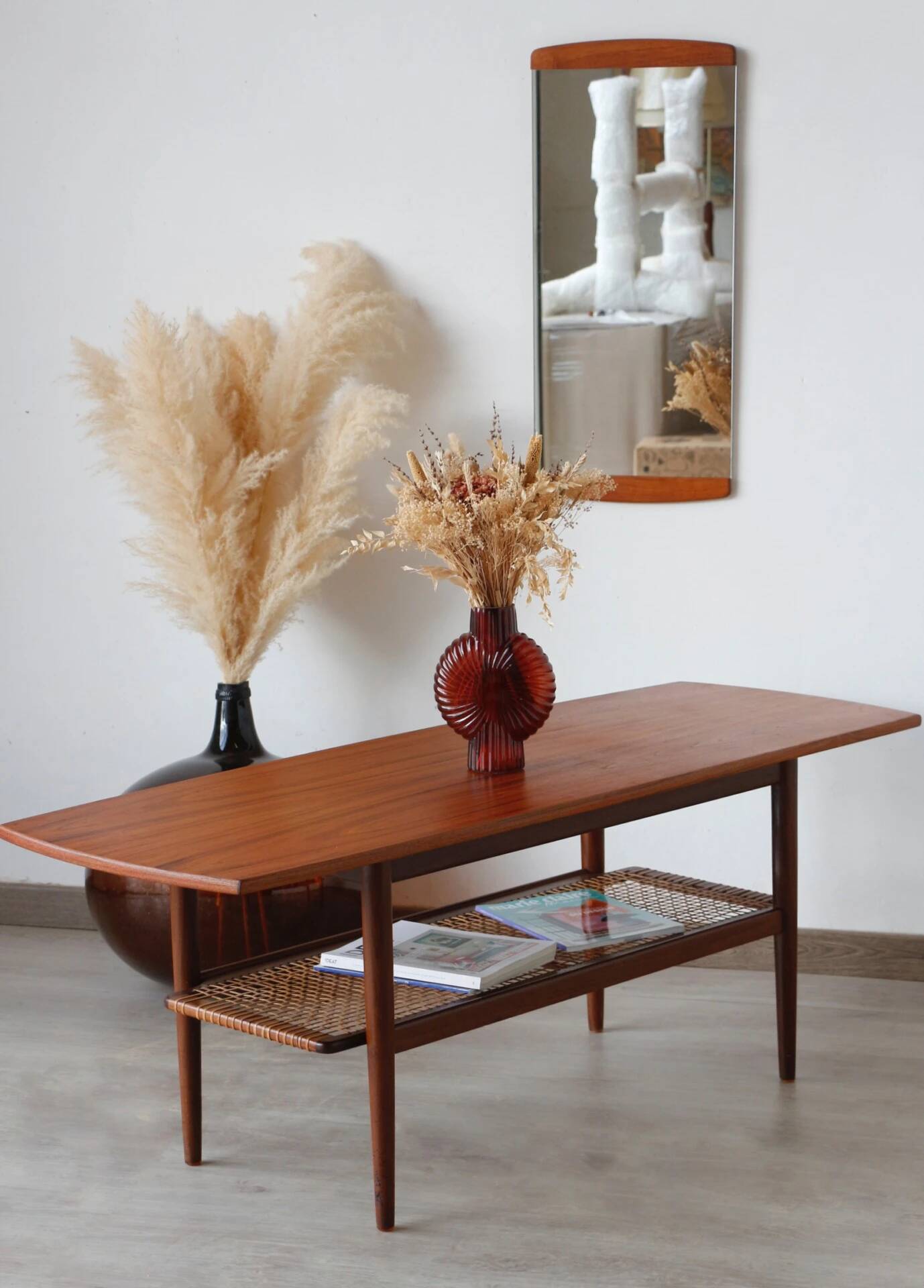 Table basse danoise double plateau en teck 1960