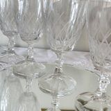 6 large antique engraved glasses for wine or water