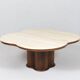Coffee table with travertine top in cloverleaf shape, Italy, 1970s.