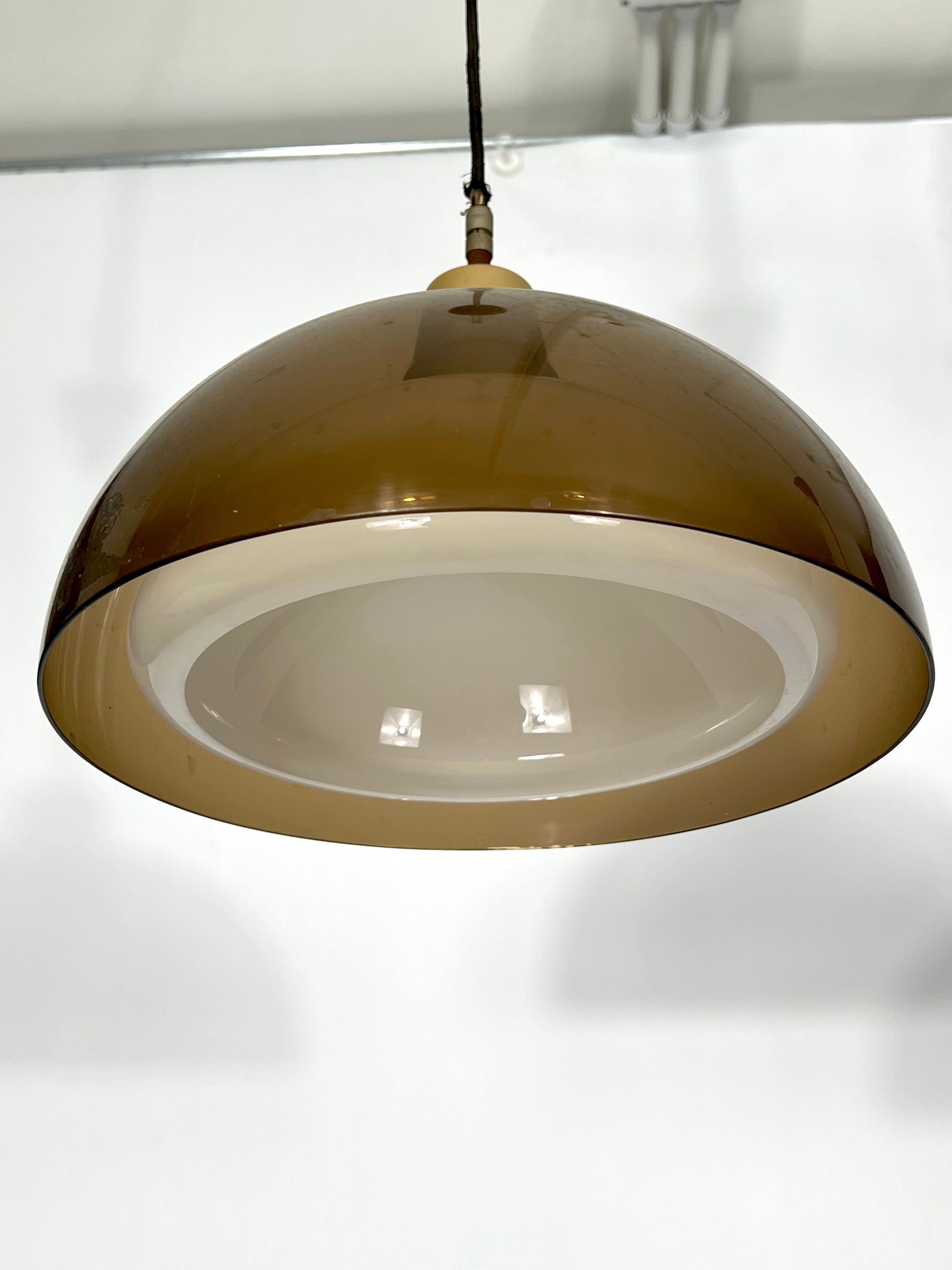 Mid-century modern pair of plexiglass chandelier by Candle