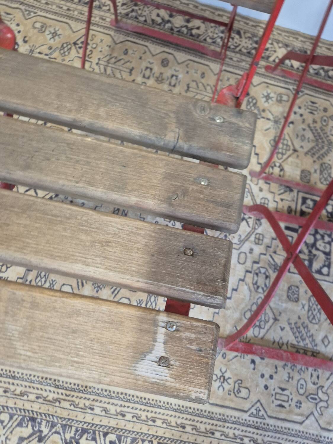 Set of 4 folding chairs for old bistro, guinguette, brasserie