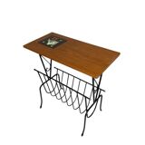 Vintage side table, magazine rack with Hemiksem tile, 1950s