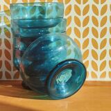 Turquoise blue bubble glass dessert bowls - Biot-style craftsmanship