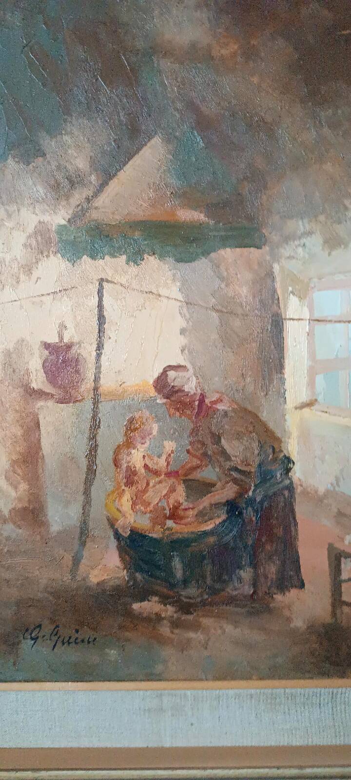 Interior painting oil on panel Guido Guidi 40s/50s