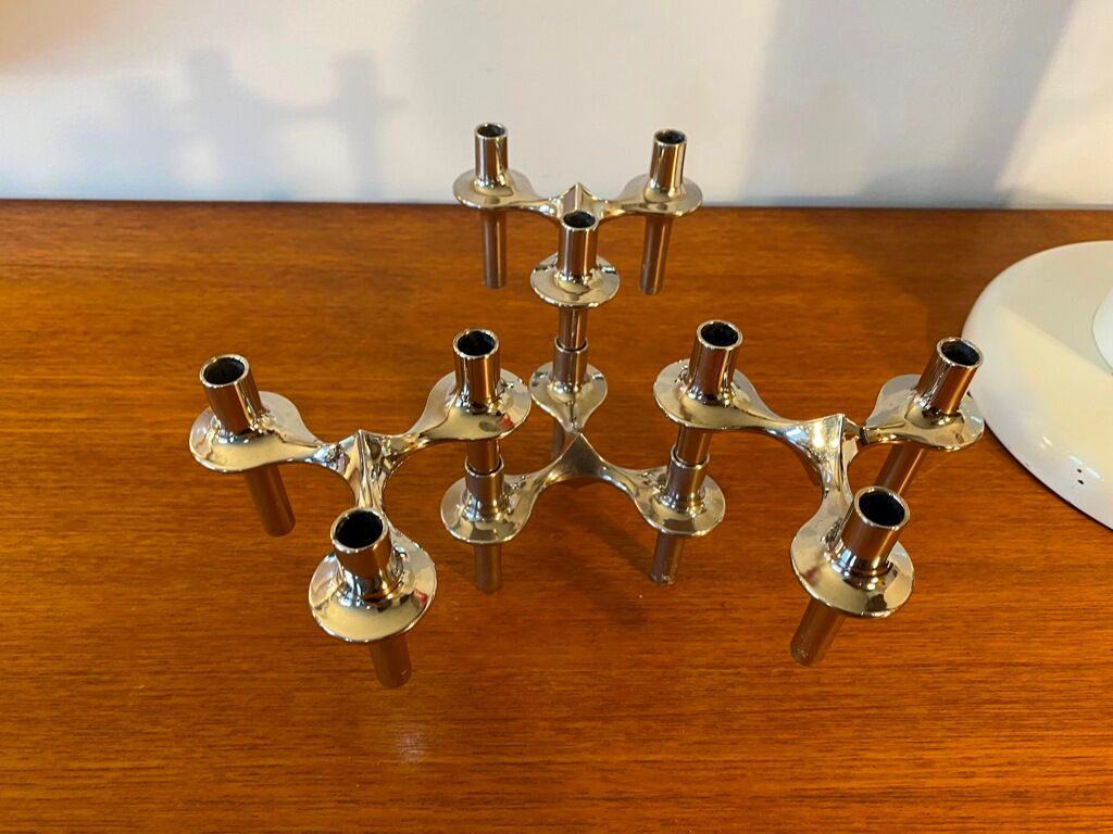 Set of 4 modular candle holders variant Nagel BMF vintage 1970