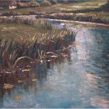 Peinture à l’huile dans le cadre d’or