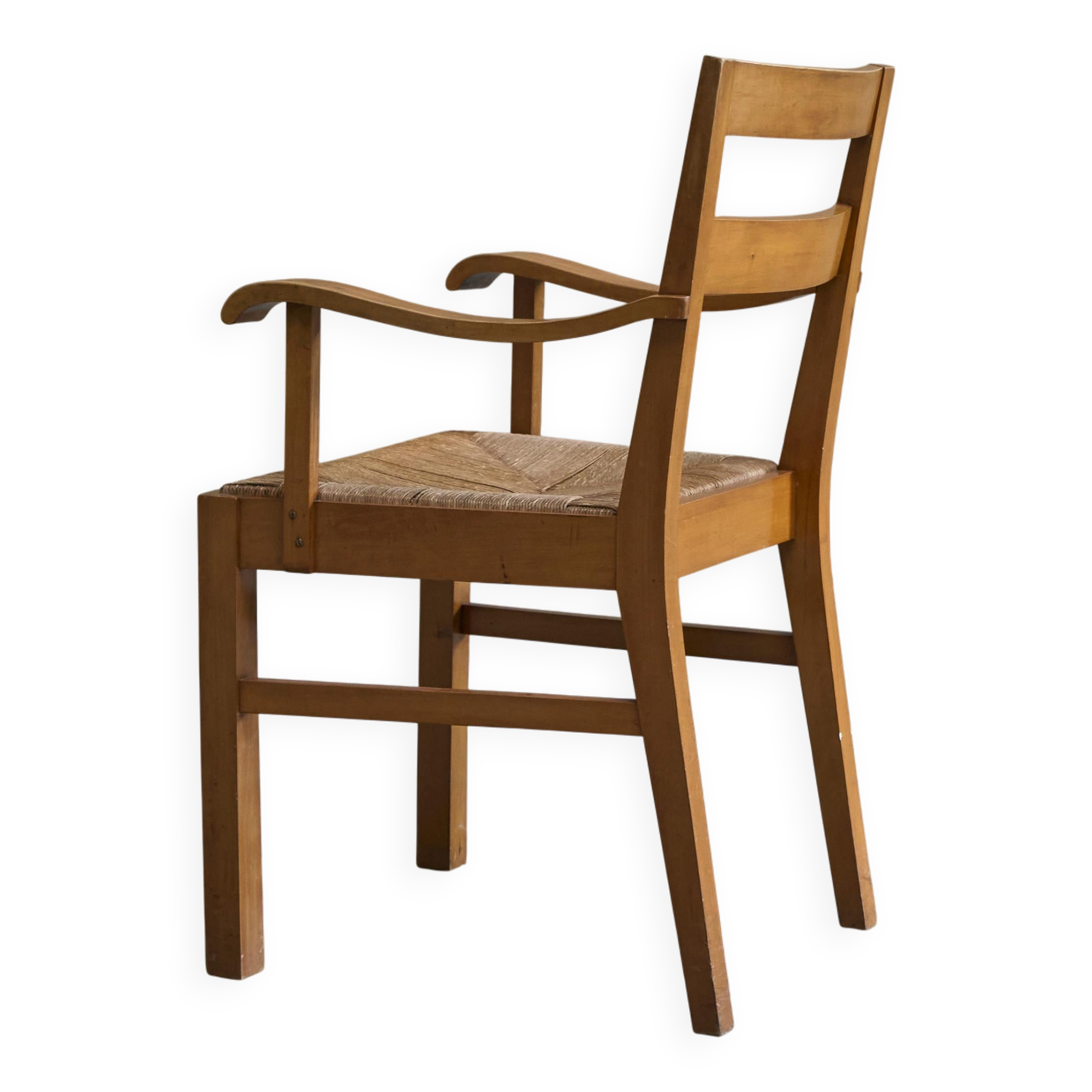 Oscar Degeyter armchair, solid wood, rush, 1942