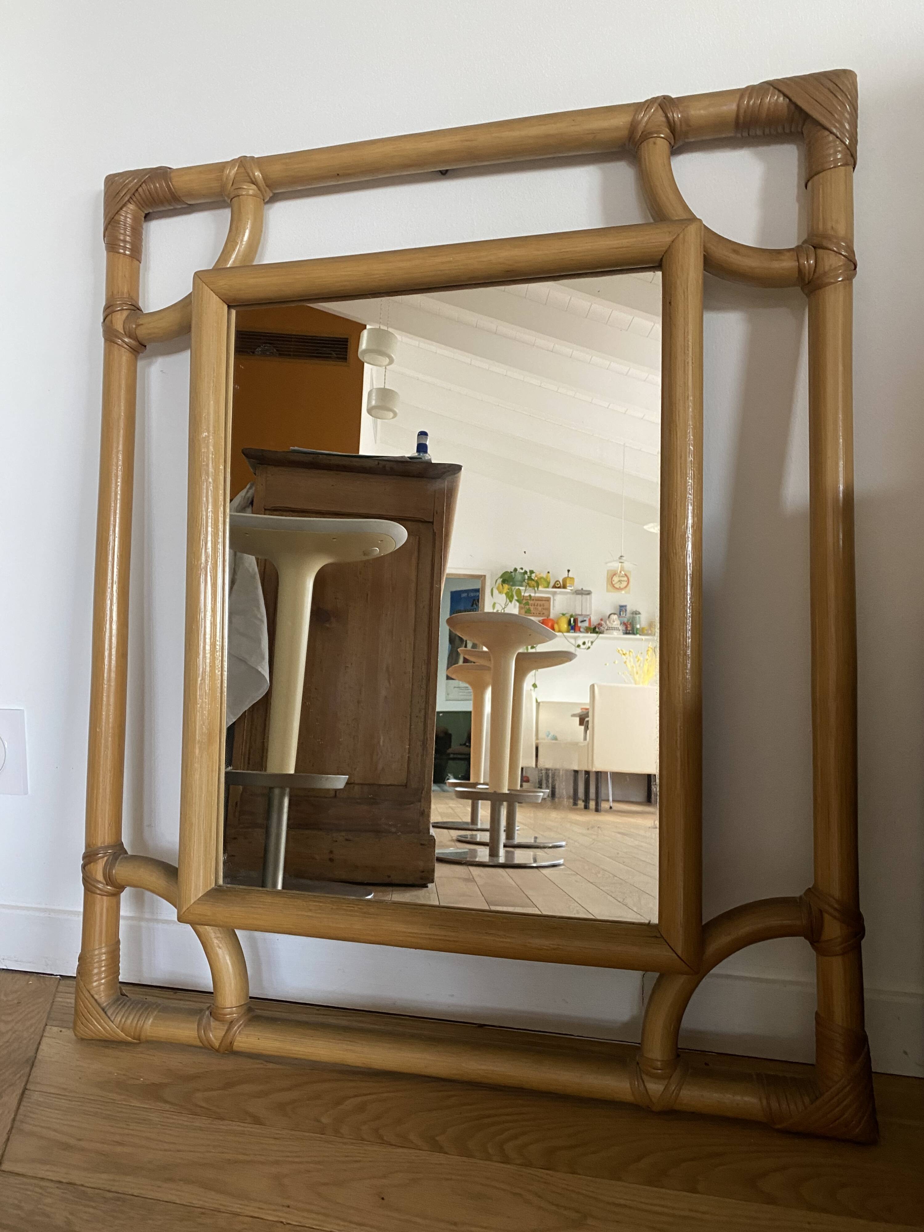 Large rattan mirror