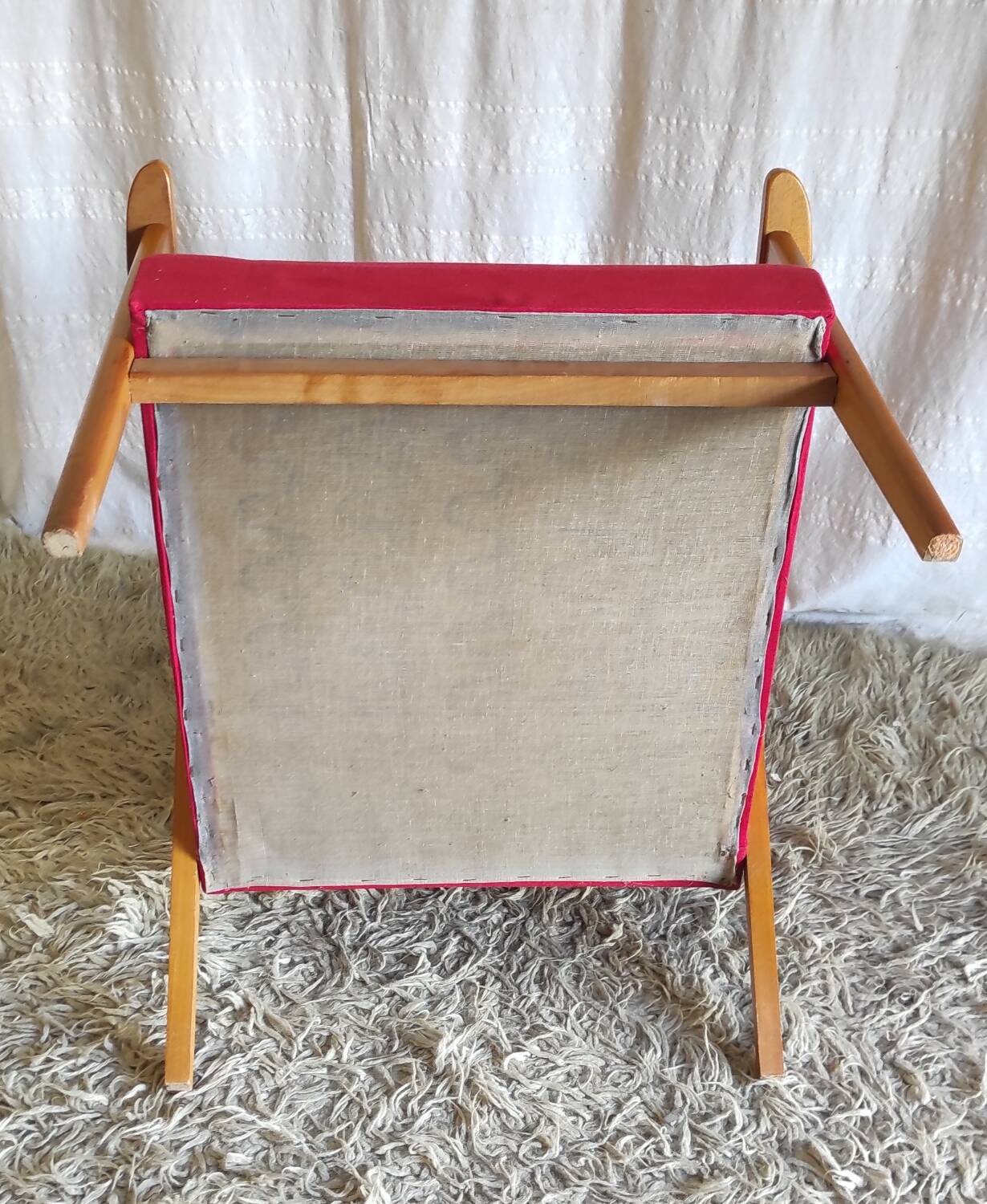 Scandinavian style armchair in wood and fabrics - 1960s