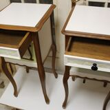 Pair of high wooden bedside tables