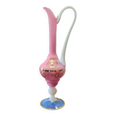 Vintage ewer vase opaline glass pink / blue and gold