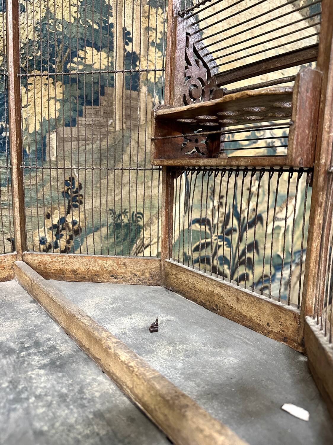 Bird Cage or Old Aviary In Carved Wood, Vintage Work Circa 1900