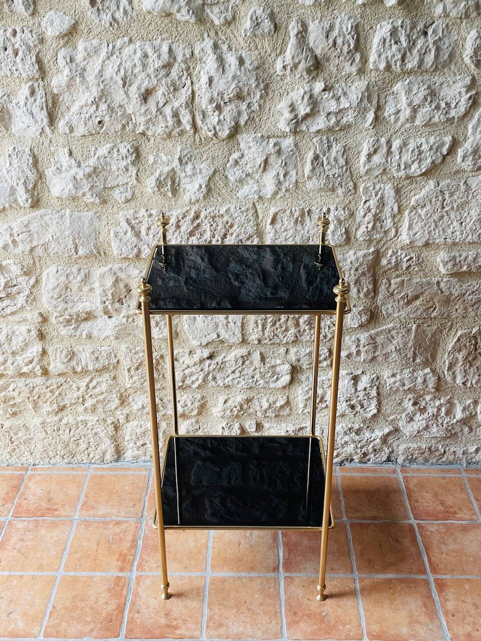 Vintage brass and glass side table circa 70's