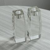 Duo de bougeoirs en cristal.
