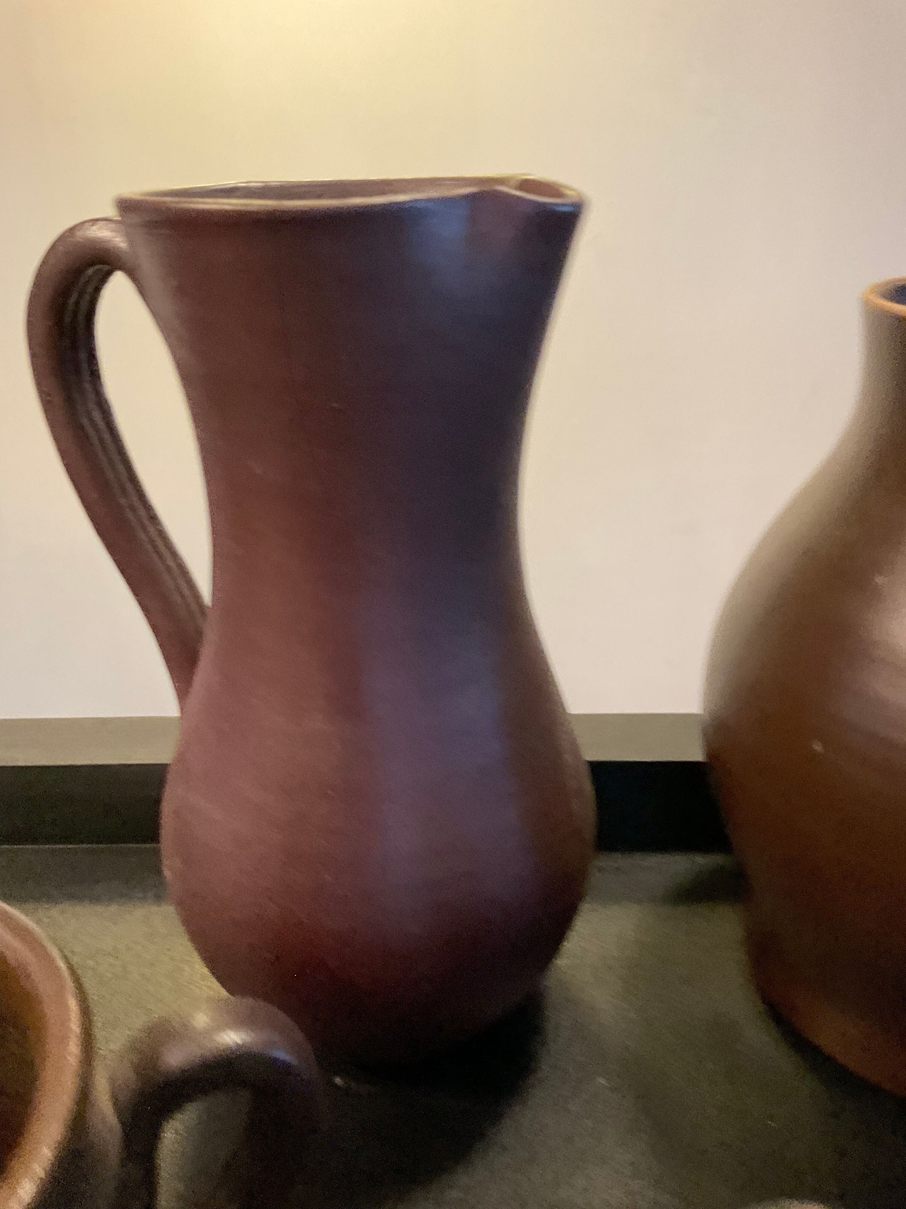 Series of 5 vintage brown ceramic vases