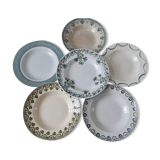 Lot de 6 assiettes creuses vertes dépareillées St Amand, Badonvillier, Salins et Bosch