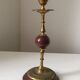 Antique beautiful hard stone candlestick, jasper, red marble, 19th century