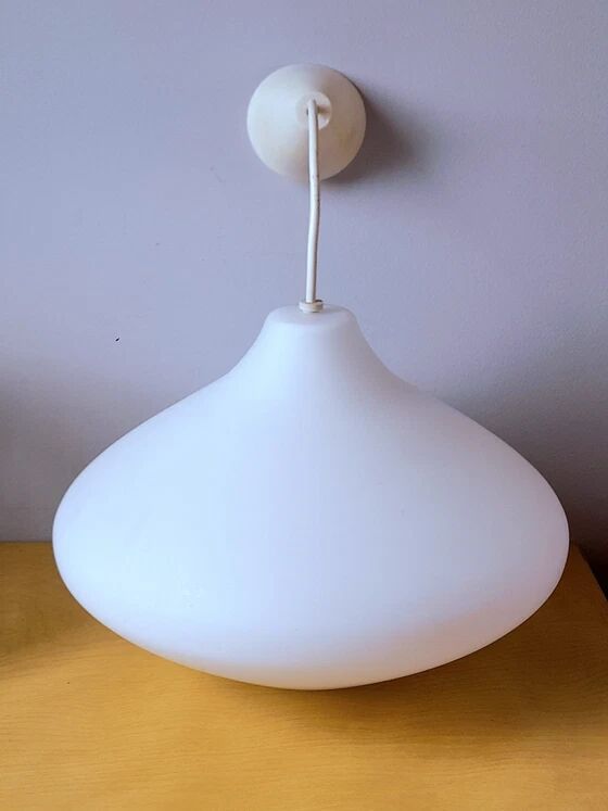 Scandinavian opaline glass onion pendant light 1950