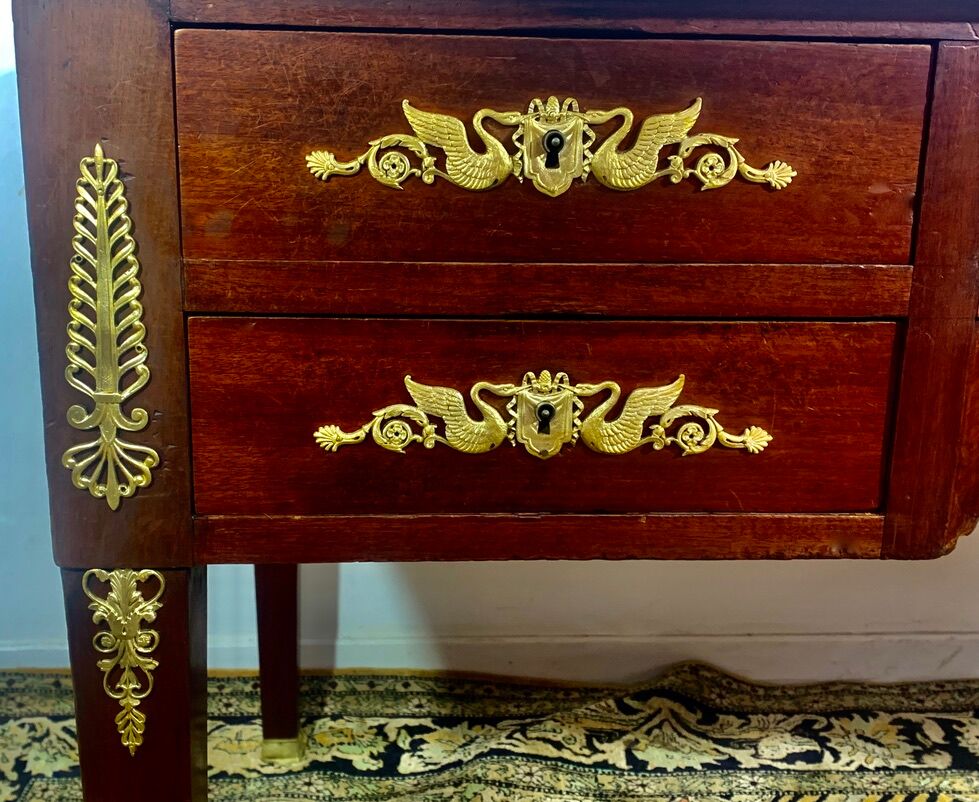 Empire style desk Return from Egypt, double-sided, mahogany, gilded bronzes
