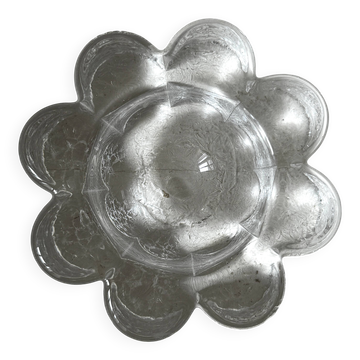 Frosted glass candle holder stylised in the shape of a flower, 1970s design.