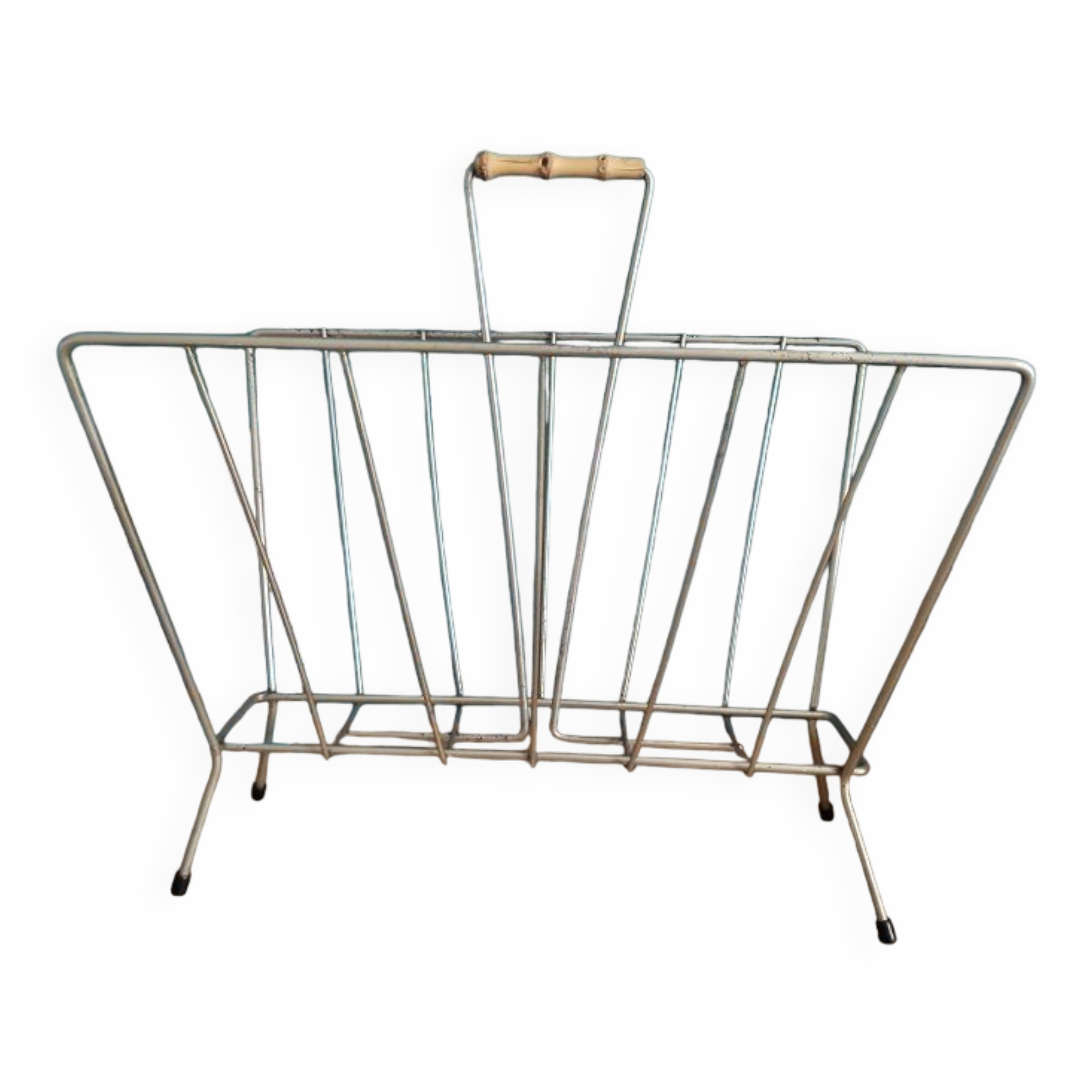 Magazine holder chromed metal patinated