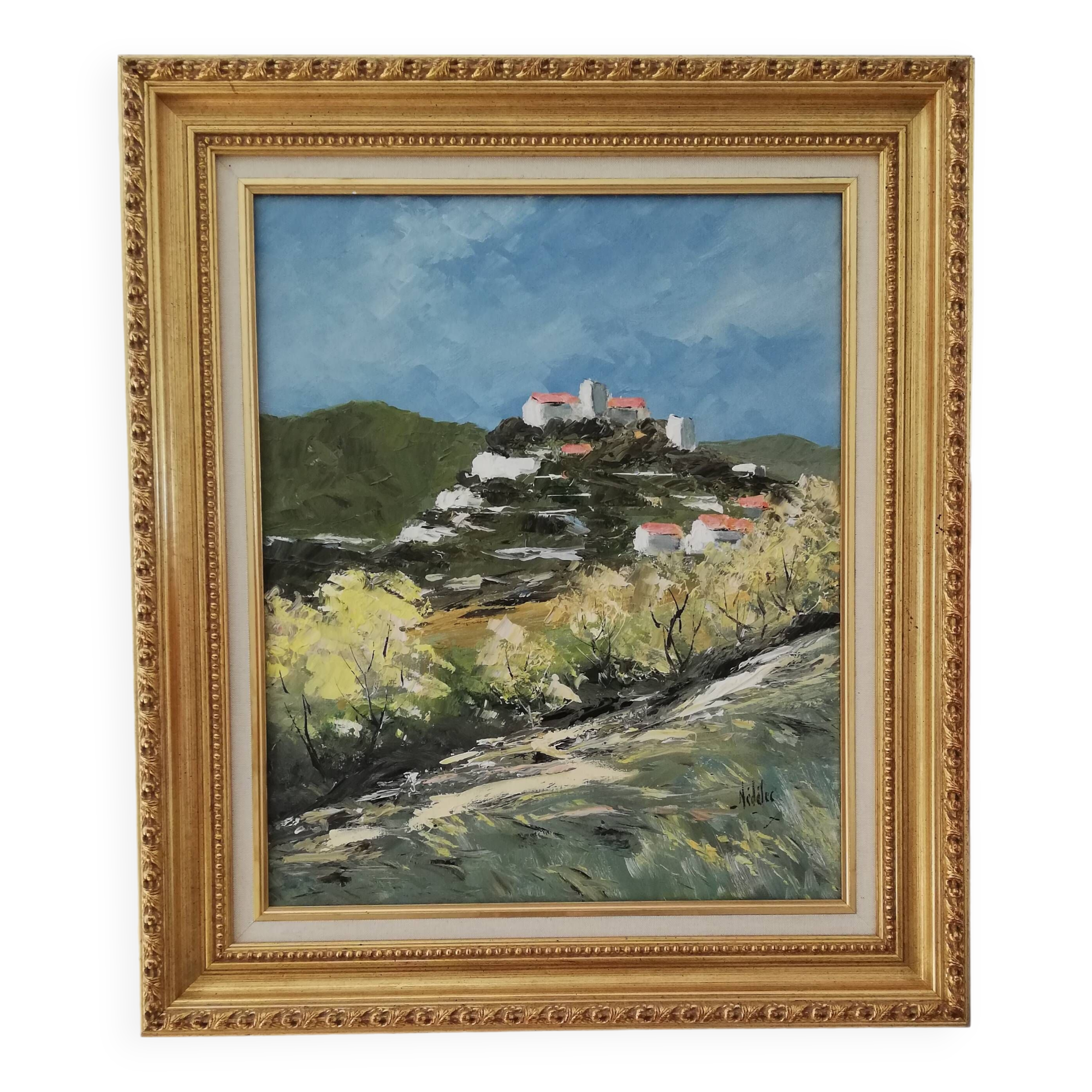 Oil painting on canvas by "Roger NEDELEC" (1927/2015) "from the top of the hill".