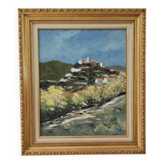 Oil on canvas painting by "Roger NEDELEC" (1927/2015) "from the top of the hill".