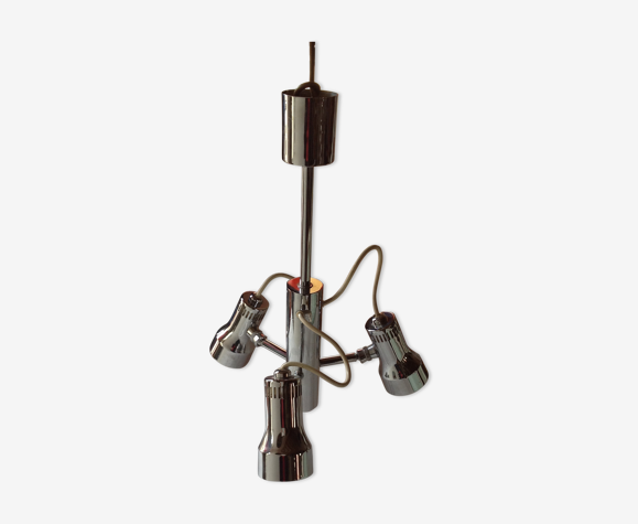 Lustre chromé vintage, 3 lampes orientables années 70