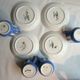 Set of 4 coffee cups and 4 saucers signed Sarreguemines, model FOX TROTT