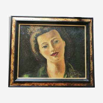 Oil on panel signed and titled on the back framed Chériane