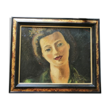 Oil on panel signed and titled on the back framed Chériane