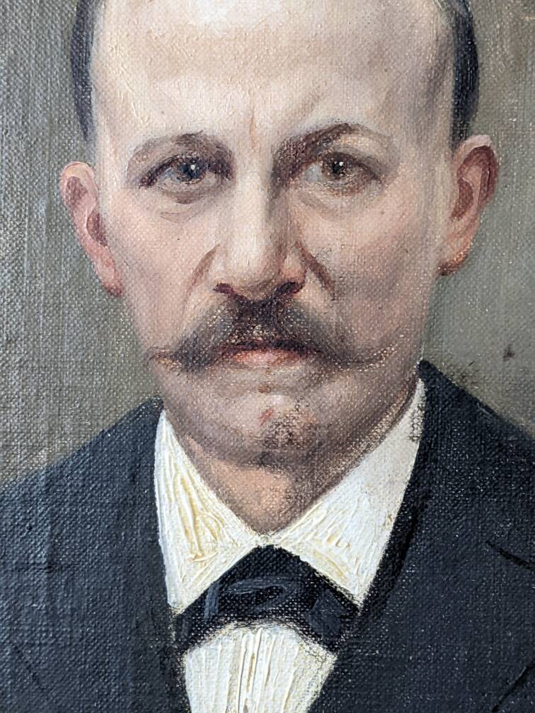 Oil on canvas old portrait gilded wooden frame country decoration