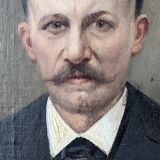 Oil on canvas old portrait gilded wooden frame country decoration