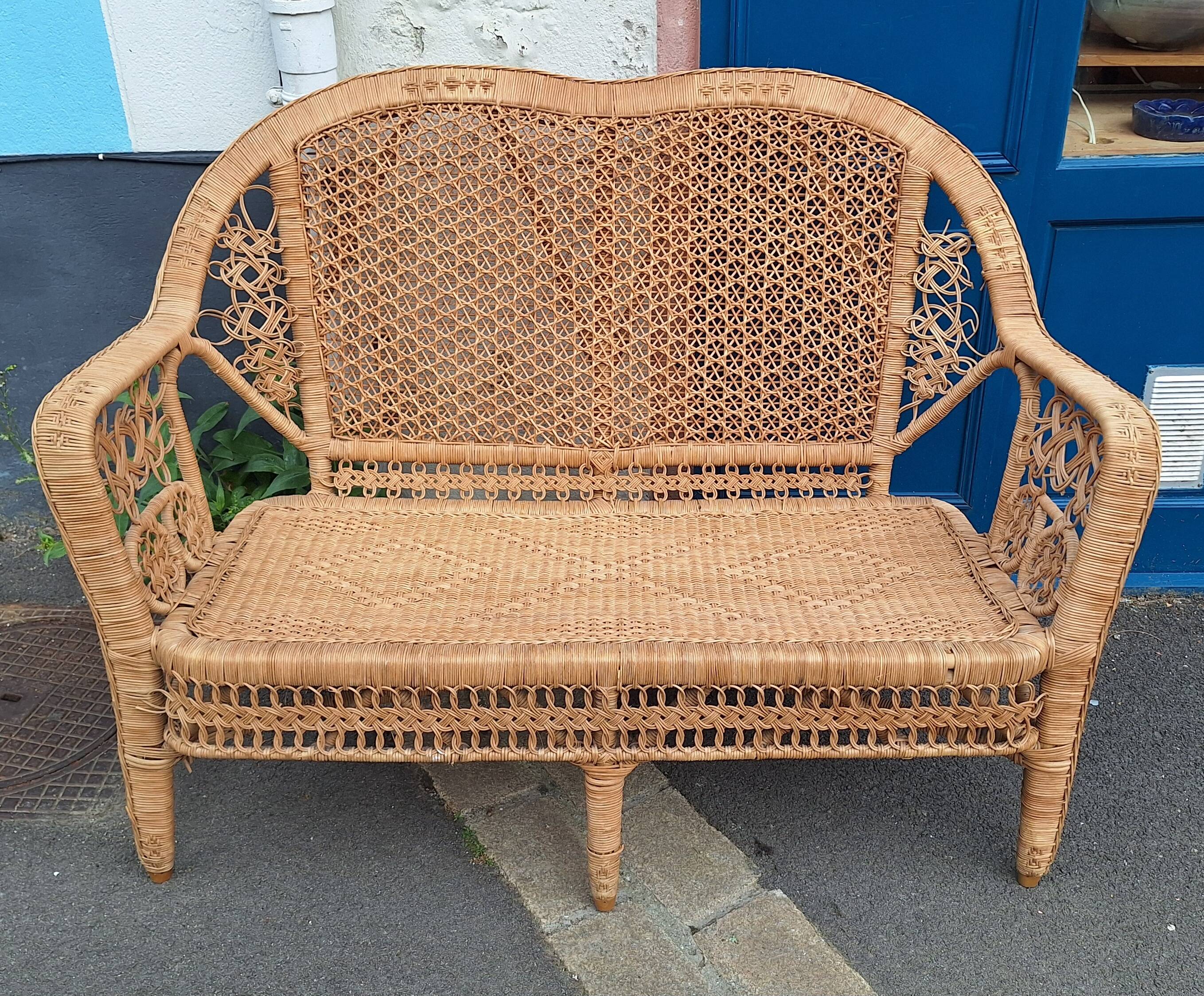 Peacock rattan bench