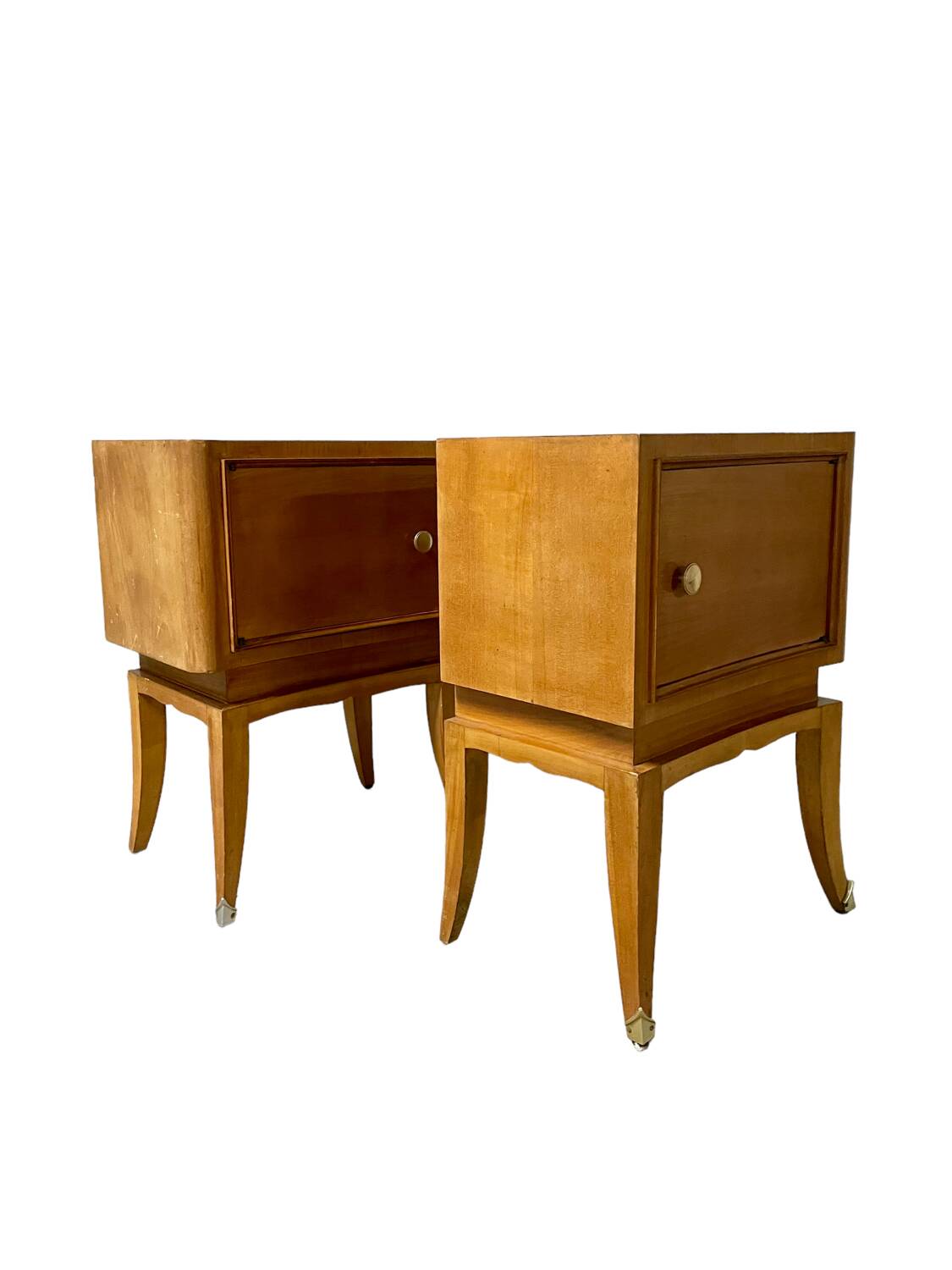 Pair of light wood bedside tables 1950