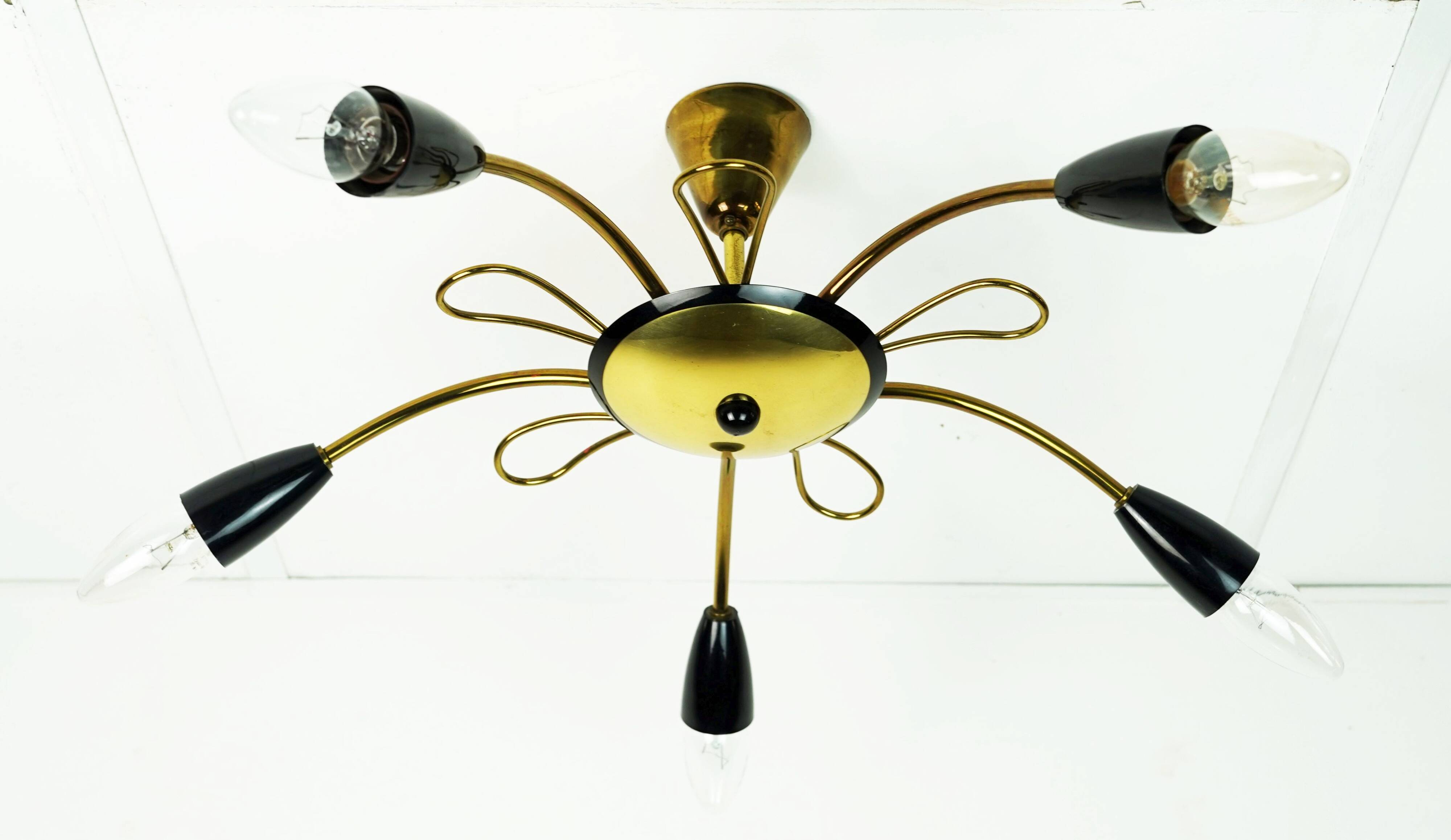 1950s sputnik spider CEILING LAMP brass stilnovo ära mid century