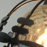 1970s Amber Glass Pendant Light with Iron Frame - 2 Available
