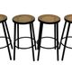 Set of four vintage bar stool - webbing and wood, 1980s Italian design