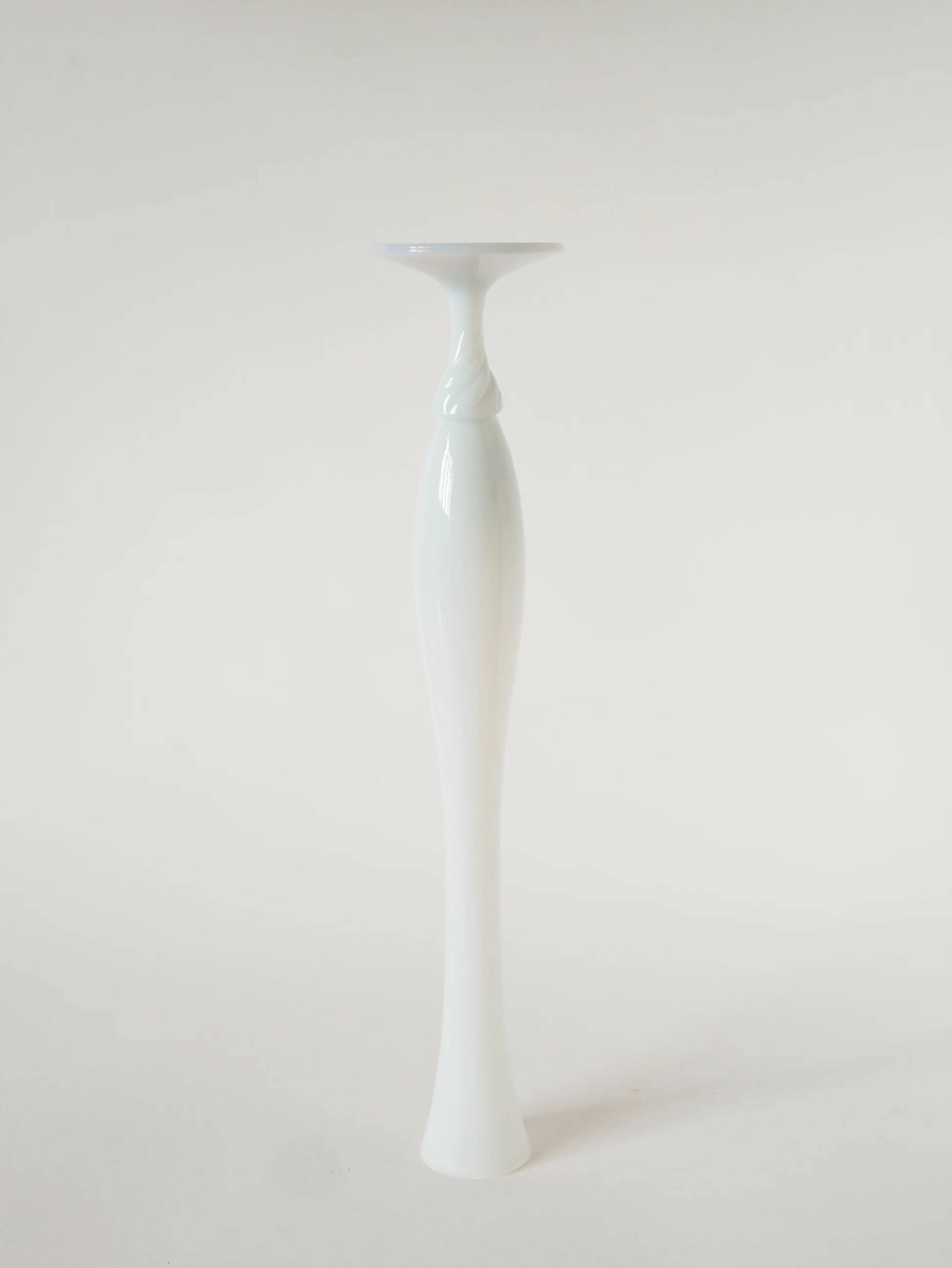 Twisted foot opaline vase, white, 1970
