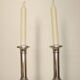 Pair of mid-century silver-plated metal candleholders