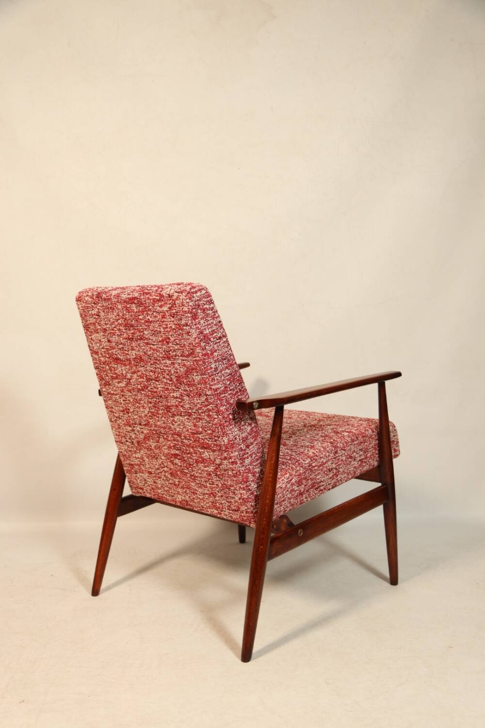 Vintage armchair and footrest red lobster Boho style fabric design by H.Lis 300-190 model